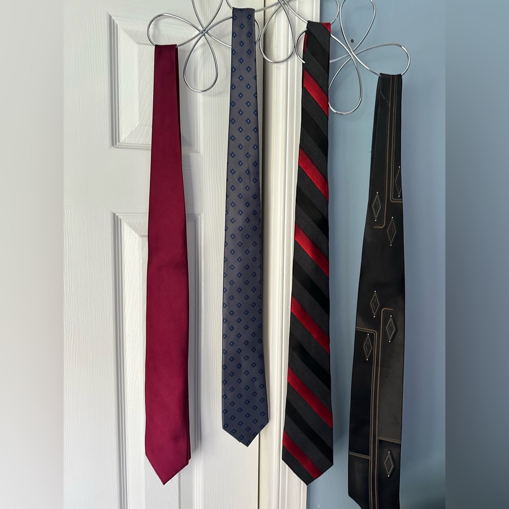 Multiples Men's Ties Set - Burgundy, Navy, Black and Red